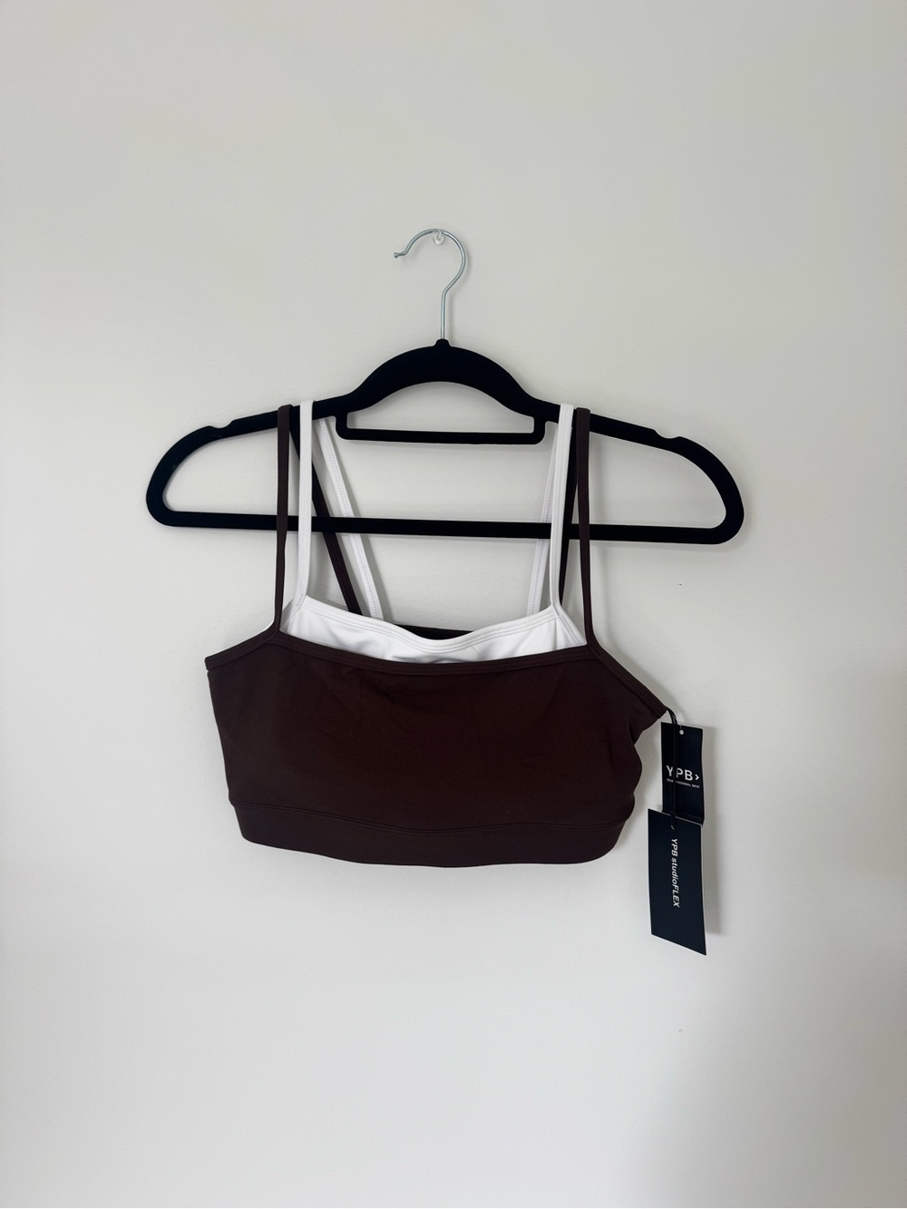 NWT Abercrombie YPB Layered Brown and White Sports Bra - Picture 2 of 4